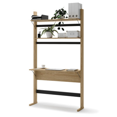 Ollie Desk with Bookcase 108 cm Oiled Oak