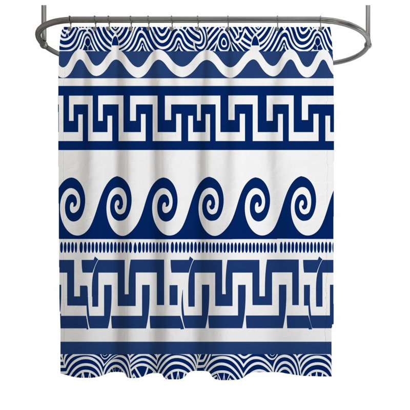 Rideau de douche à motifs grecs - Décoration de salle de bain culture, H 93 po x l 70 po