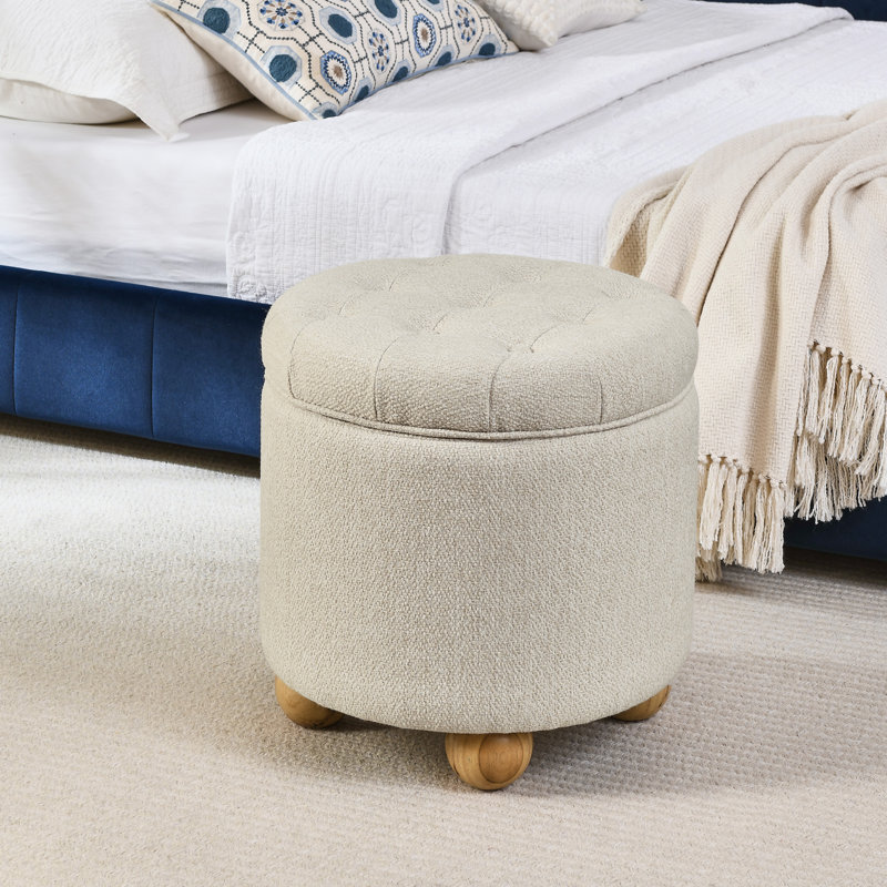 Repose-pieds rond avec rangement, Beige