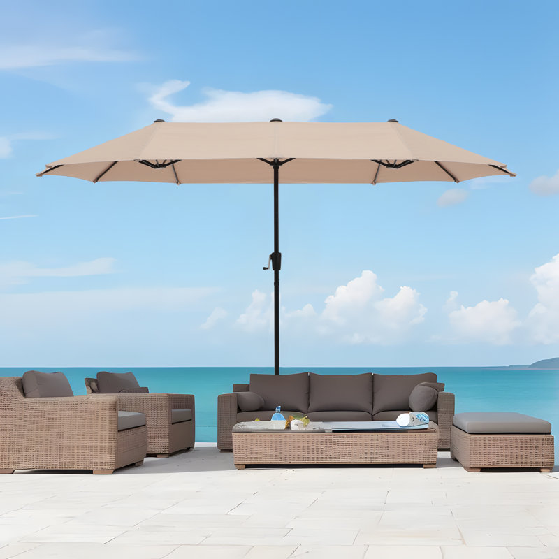 Parasol de marché rectangulaire 156 po x 78 po Taralyn, Beige