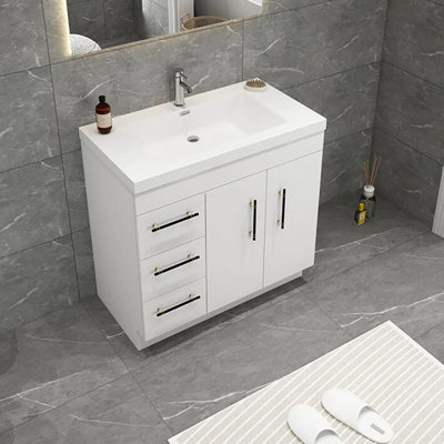 35.44'' Single Bathroom Vanity with Acrylic Top