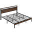Structure de très grand lit avec tête de lit, finition noyer foncé, supports en métal robustes, robuste, silencieux, aucun sommier tapissier requis-2108495440-2085506622