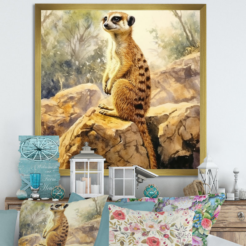 Suricate II, impression sur toile, Cadre doré à une seule photo, H 36 po x l 36 po x P 1,5 po