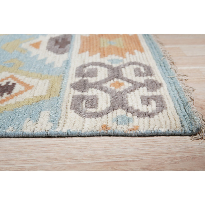 Handmade Wool Geometric Area Rug, 6' x 9'