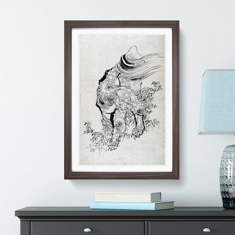 Mythical Creature by Katsushika Hokusai - Picture Frame Painting Print, Walnut Framed, 65cm H x 48cm W x 2cm D