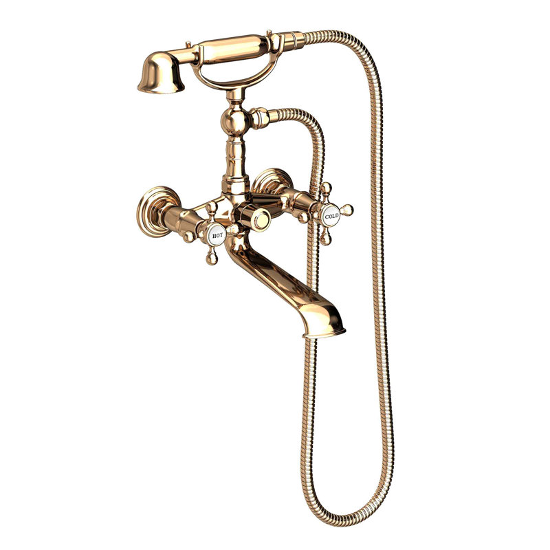 Chesterfield Wall Mount Exposed Tub & Hand Shower Set, French Gold (PVD)
