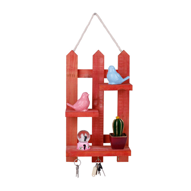 Porte-clés décoratif en bois, finition rouge, 15,8 x 9,1 x 3,5 po | Corps en bois de qualité supérieure, parfait pour organiser les clés et les accessoires | Solution de rangement élégante et fonctionnelle