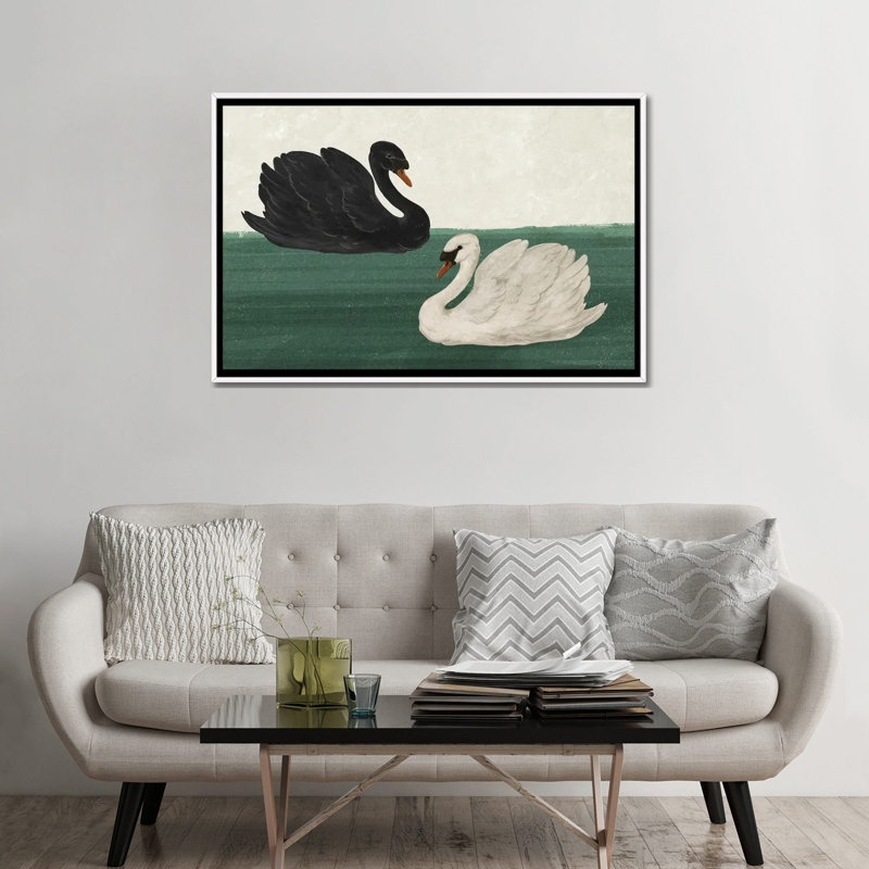 Cygne noir cygne blanc_1PC6, Cadre flottant blanc, H 32 po x l 48 po