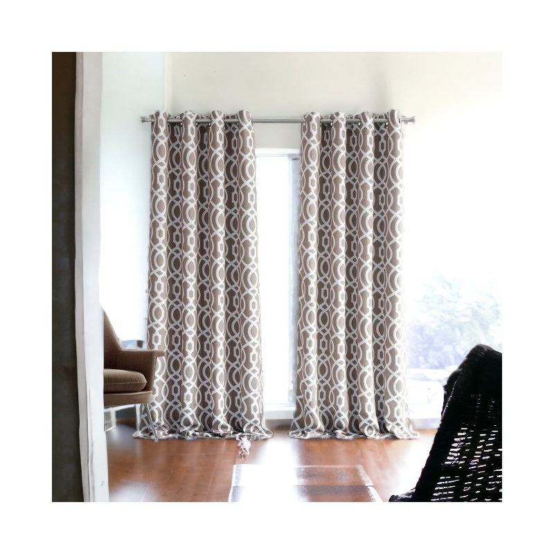 Panneau de rideau 84 "Trellis Black Out, Taupe / blanc, L 54 po x L 84 po