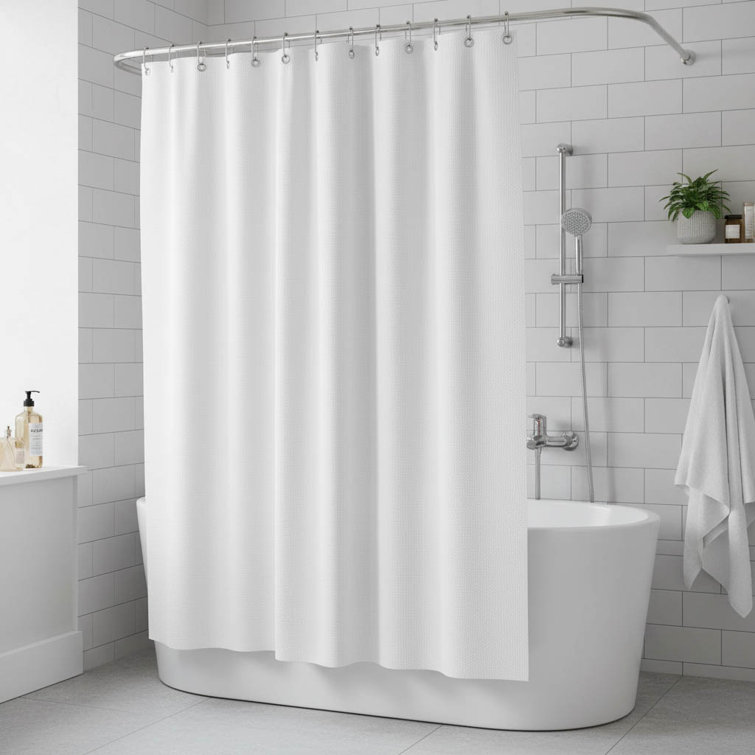 Waffle Weave Fabric Shower Curtain Waterproof