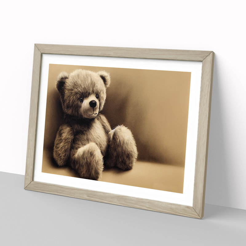 Sensational Teddy Bear - Framed Print, 46cm H x 64cm W x 2cm D, Oak