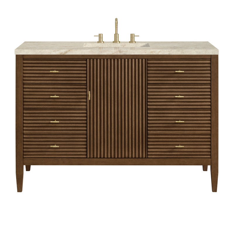 Myrrin 48'' W Single Vanity, Mid-Century Walnut, Tajnar Eclos