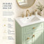 Meuble-lavabo autoportant avec rangement à couvercle rabattable de 30 po, 2 tiroirs et tablette réglable, structure en bois massif-111880308