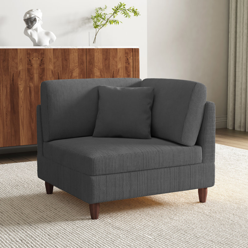 Mordecai 95Cm Wide Side Chair, Grey Corduroy