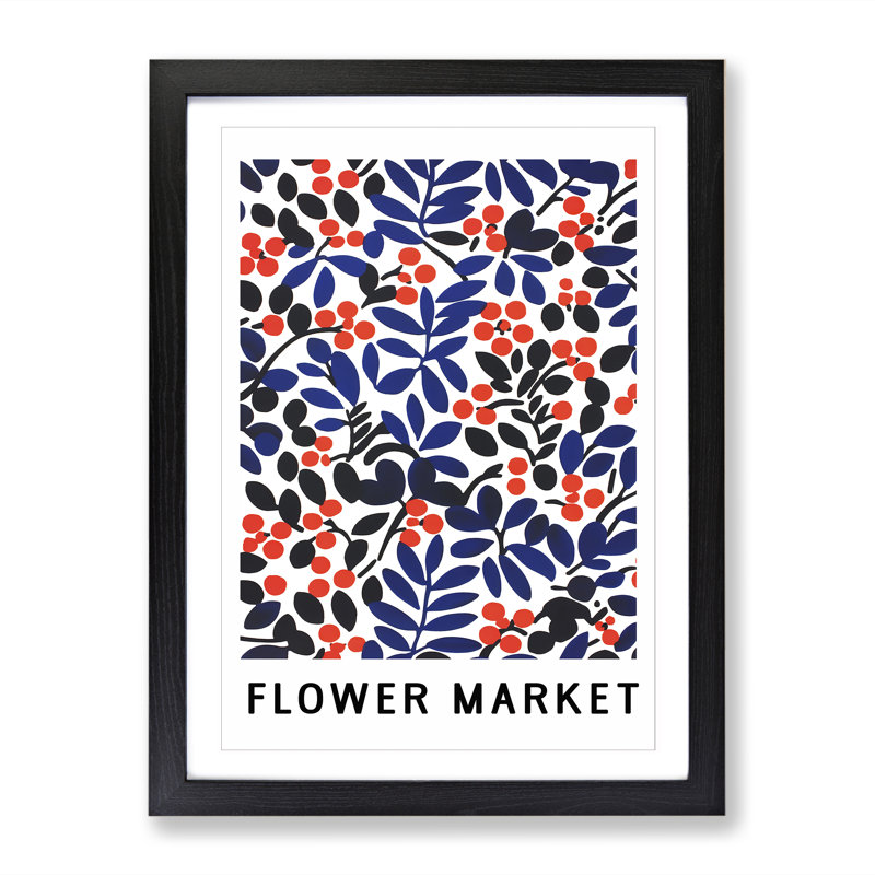 A Flower Market Exhibition Sign - Single Picture Frame Print on Wood, 64cm H x 46cm W x 2cm D