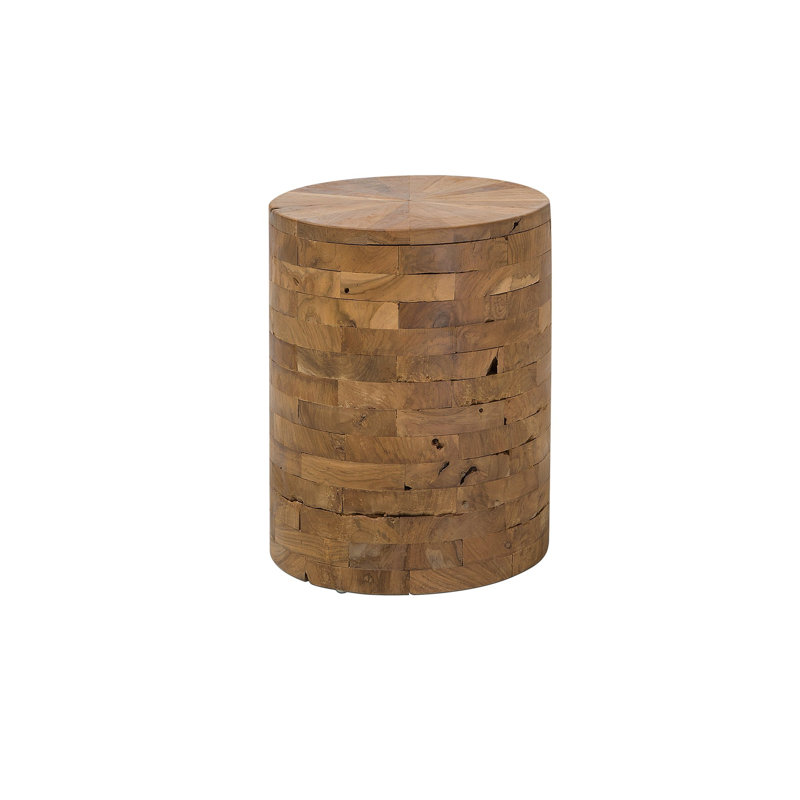 Navi Solid Wood Drum End Table