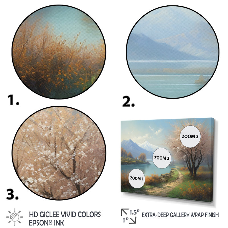 «Ryana Cherry Blossom Trees» par The Water IV sur toile, Encadrement doré, H 24 po x l 32 po x P 1 po