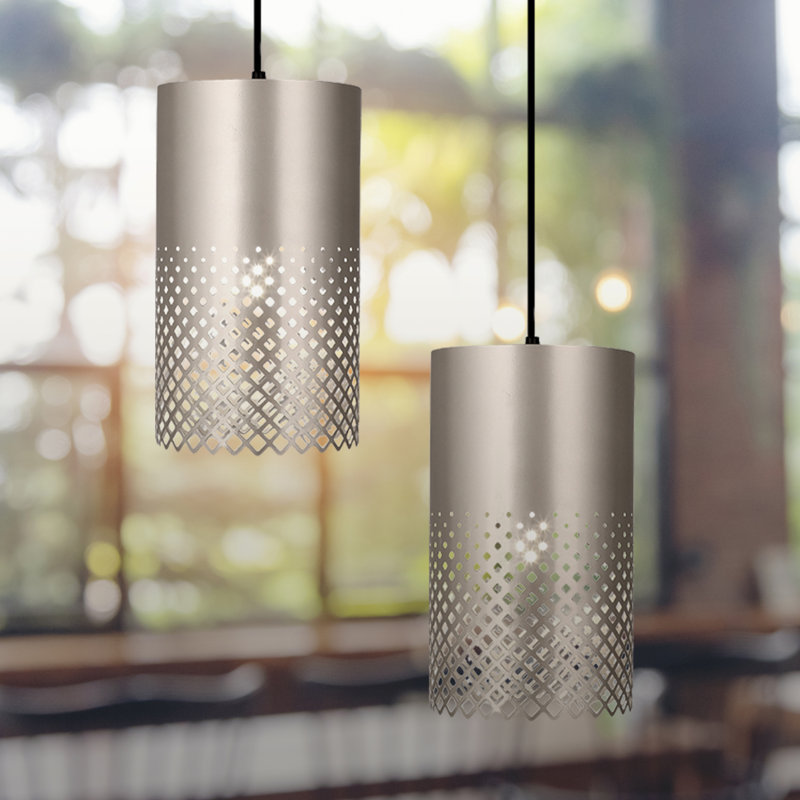 Hattan 8"W Silver Cutout Drum Pendant Light