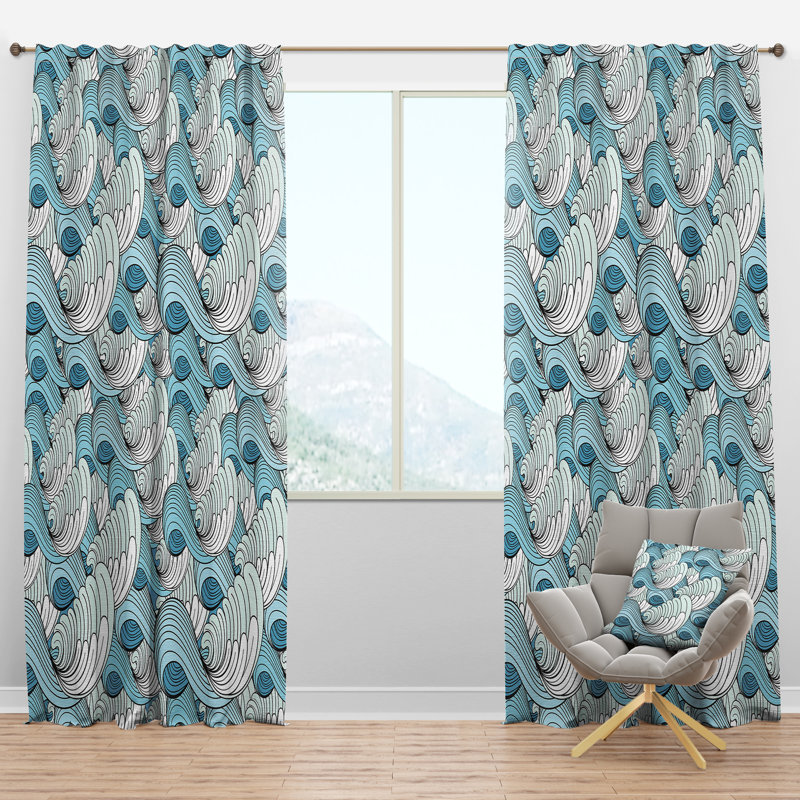 Panneau de rideau simple semi-diaphane avec passe-tringle Great Wave inspiration, l 52 po x L 84 po