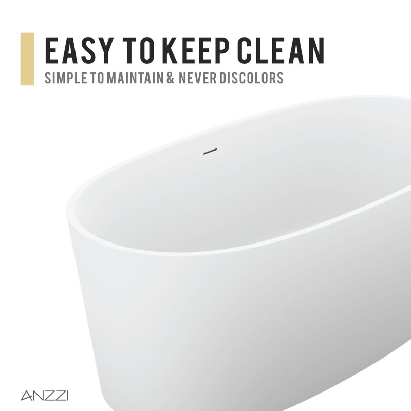 Roccia 61.4'' White Solid Surface Freestanding Bathtub