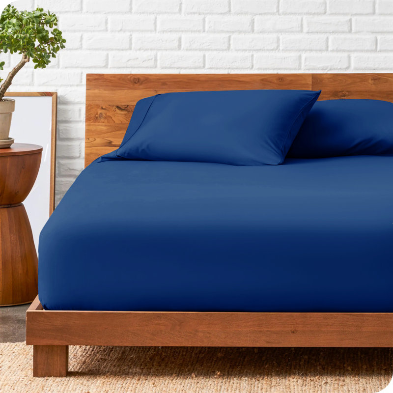 Deep Pocket Microfiber Brushed Fitted Sheet, Double (4'6), Navy Blue