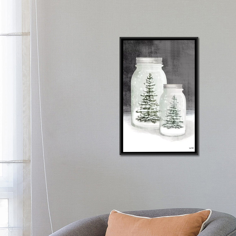 Impression de boules de neige Mason par maison Fenway, H 26 po x l 18 po x 1,5 po, Toile avec cadre noir, Pas de tapis