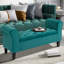 Banc de rangement capitonné à boutons avec accoudoirs roulés pour le salon ou le couloir, vert-1337804712