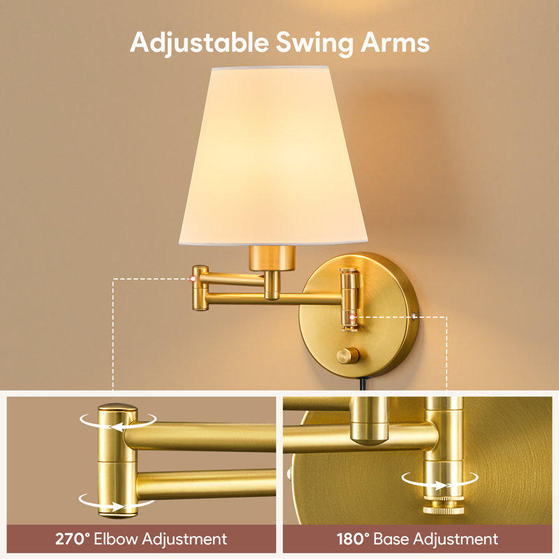 Steel Swing Arm Sconce, Gold