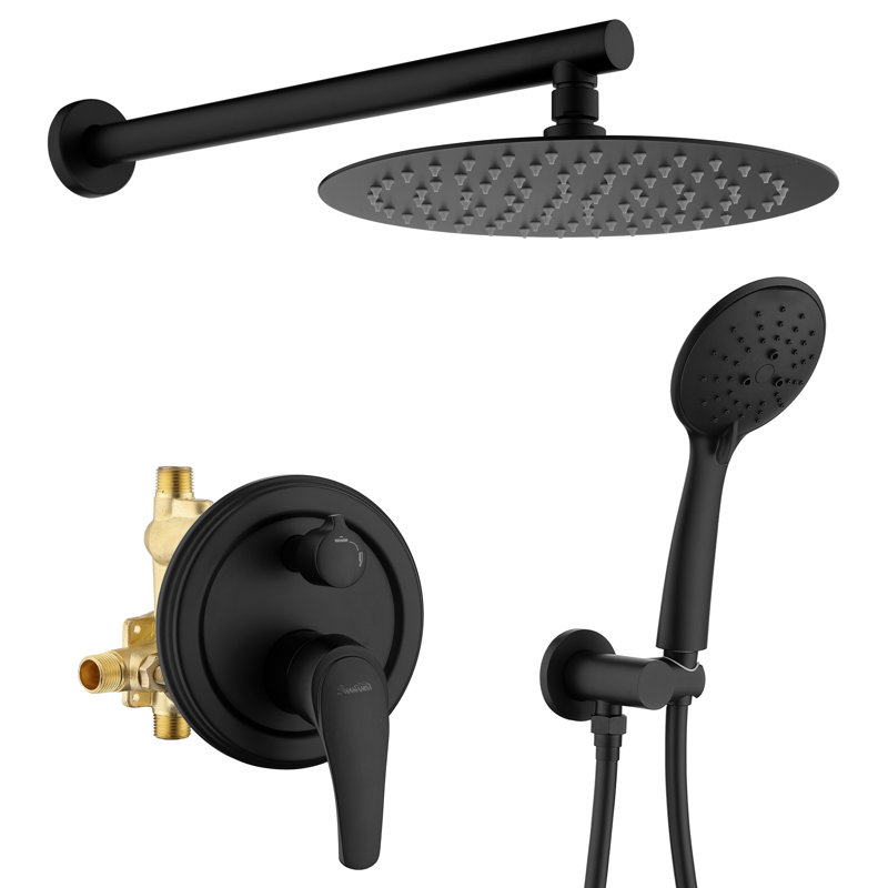 Pressure-Balanced (Temperature And Volume) All-In-One Kit with Rough in-Valve, Matte Black