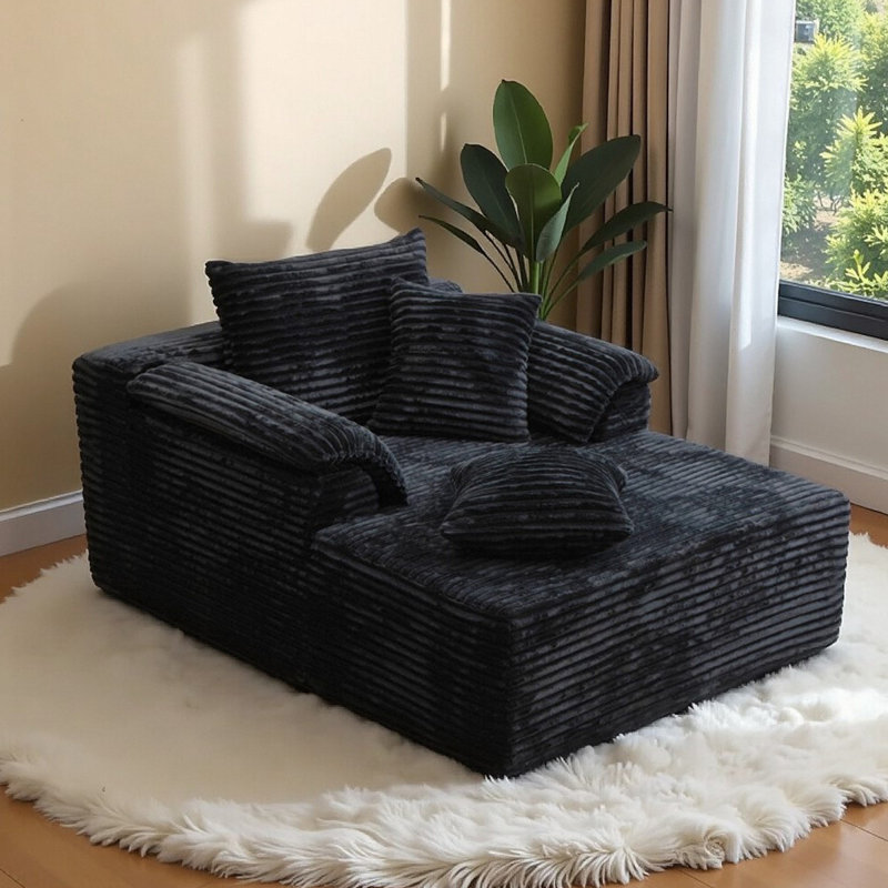 Canapé moderne de 61 po à dossier ergonomique noir