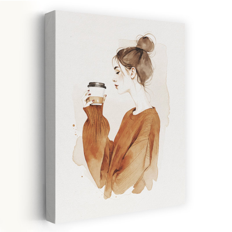 Cozy Coffee Girl by Andreas Magnusson - Wrapped Canvas Print, 91.44 cm H x 60.96 cm W