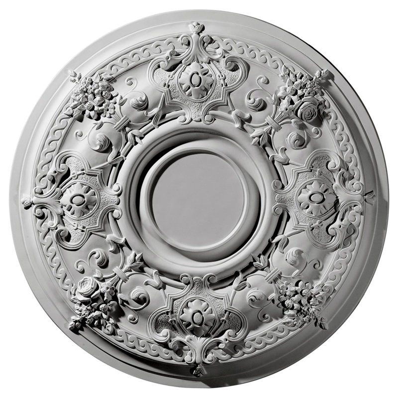 Endurathane Darnay Ceiling Medallion, 29 1/4"OD x 2"P (Fits Canopies up to 7 1/4"), Hand-Painted Pewter Finish, Pewter