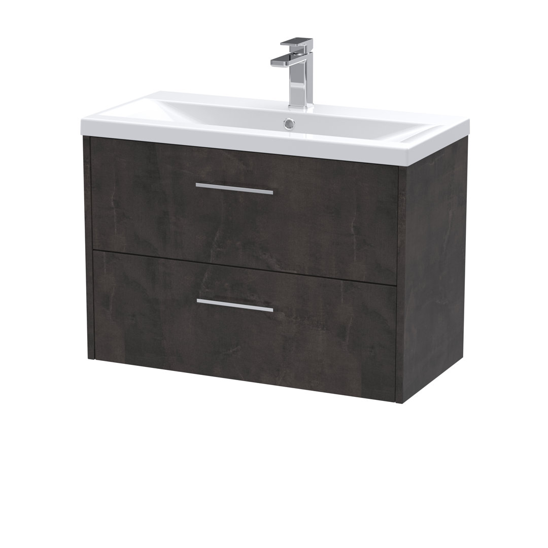 Hudson Reed Metallic Slate Juno Matt Wall Hung 2 Drawer Vanity Unit And Mid Edge Ceramic Basin | | Mdf | 800Mm - Image 3
