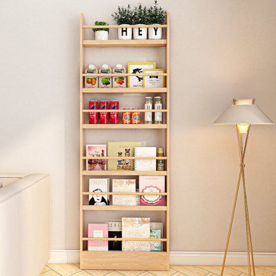 6-Tier Slim Behind-the-Door Bookshelf, 4" Deep Freestanding Narrow Storage Rack for Living Room Bedroom Study