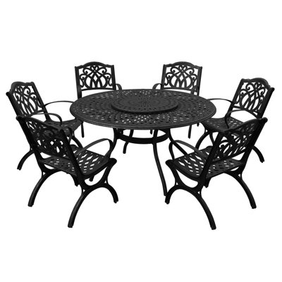 Alleana Round 6 - Person 59" Long Aluminum Dining Set by Charlton Home