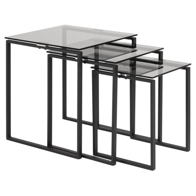 Halycon Glass Top Sled Nesting Tables