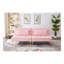 Futon convertible de 71 po avec pieds en métal doré et tissu en peluche