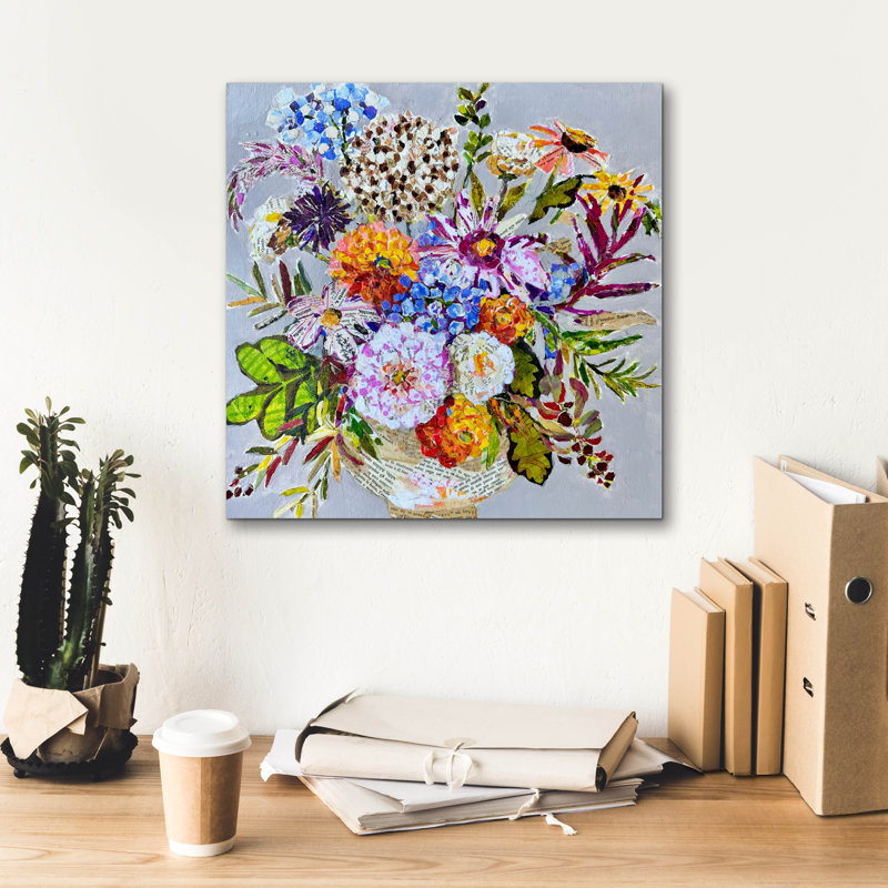 «Mixed Floral» par St Hilaire Elizabeth, art mural sur toile, H 18 po x l 18 po