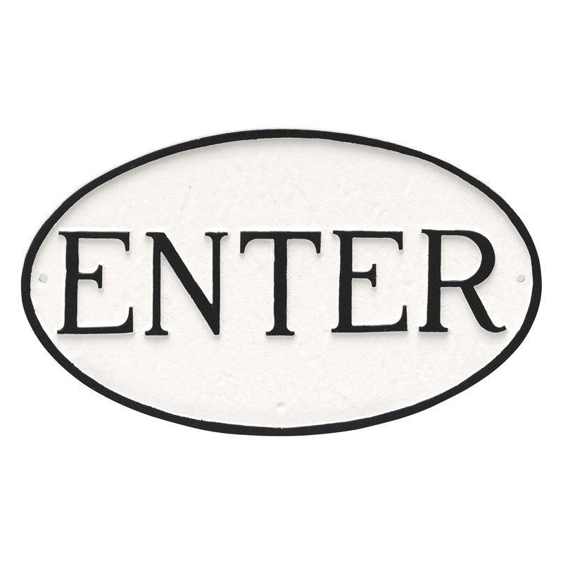 Plaque de jardin «Entrée», Blanc / Noir, H 10 po x l 18 po x P 0,25 po