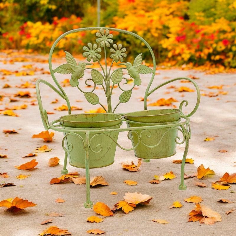 Murier Metal Cachepot Planter Pot for Indoor or Outdoor Plants, Decorative Garden Planter for Small Spaces, Green