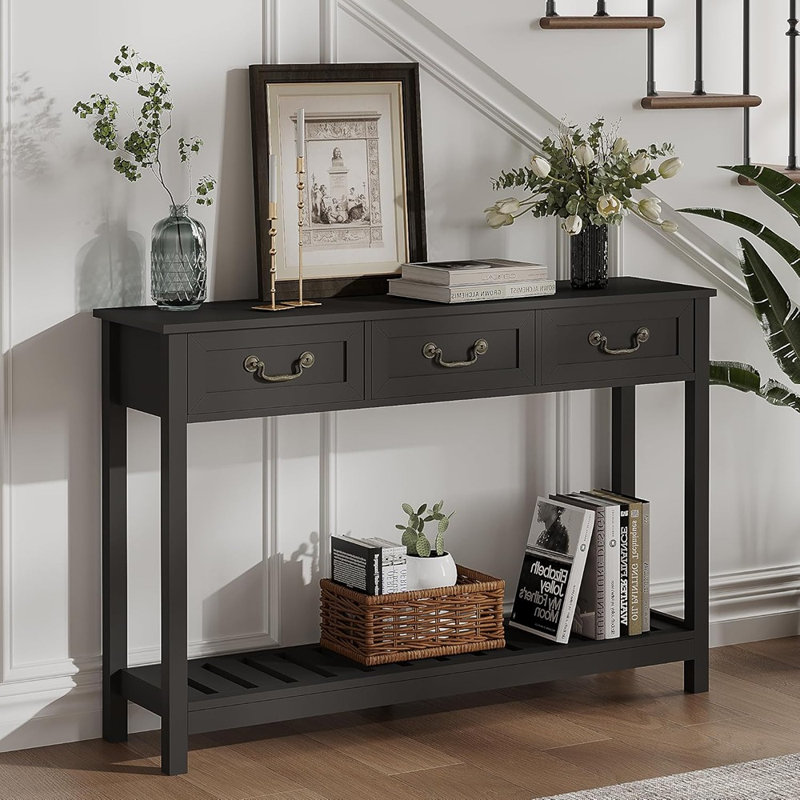 Table With 3 Drawers, Rustic Entryway Table, Na...