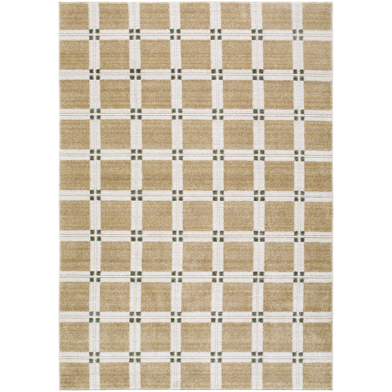 Eliya Machine Woven Rug, Rectangle 5'3" x 7', Ivory/Gray/Green