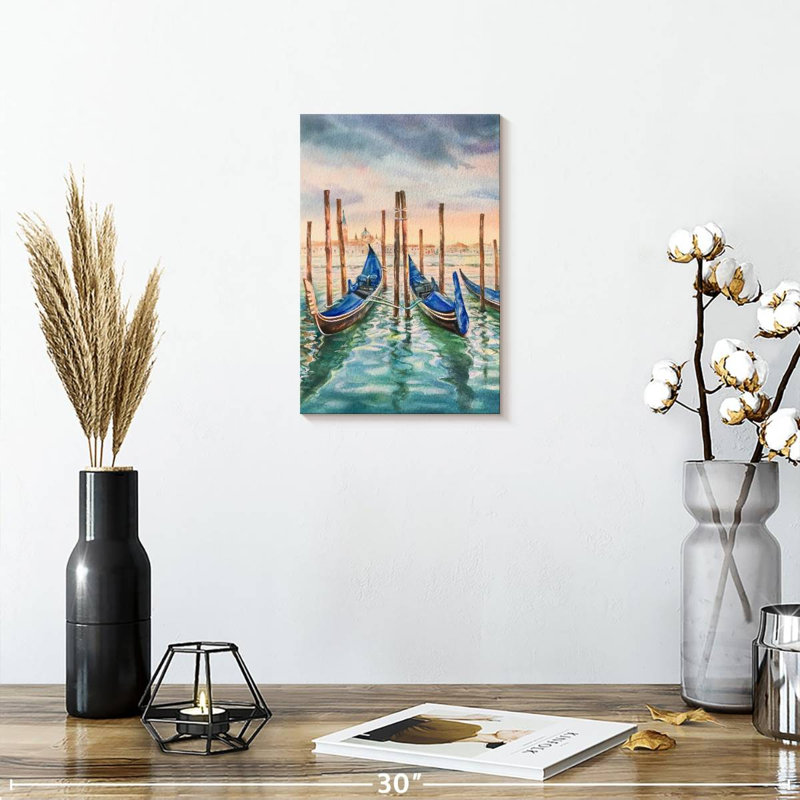 Mehar Gondolas In Venice Canal, 12" H x 8" W