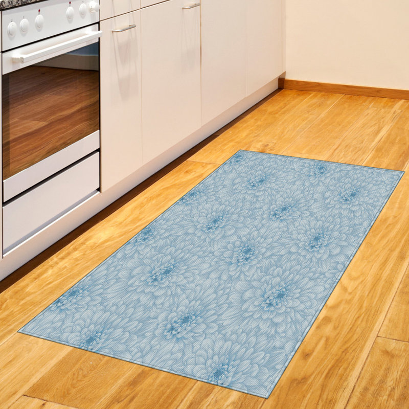 Blue High Density Long Fiber Poly Threads Decorative Area Rug Carpet, Rectangle 2'7" x 5'