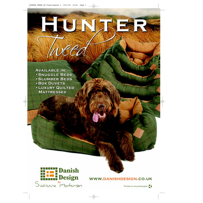 Tweed Polyester Pet Bed, Green, 45 cm