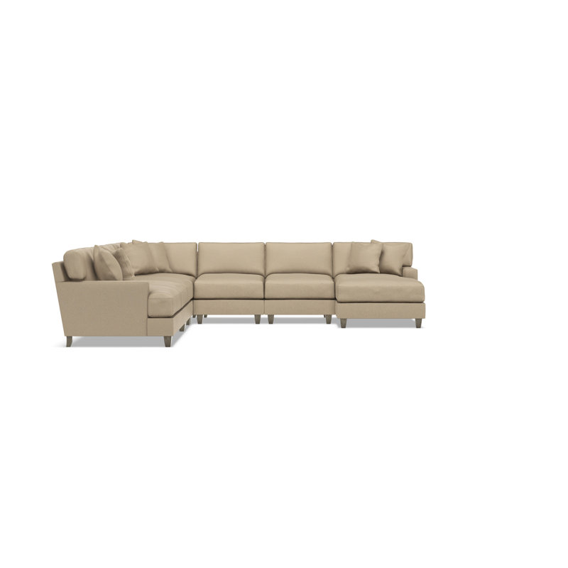 Bernhardt Mila 6-Piece Fabric Sectional, Tan Polyester, Right Hand Facing, 33.5" H x 137" W x 137" D