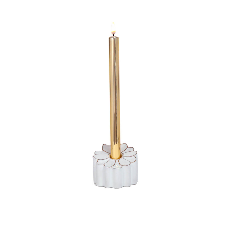 Bougie dorée illuminée, H 12,75 po x l 3,5 po x P 3,5 po