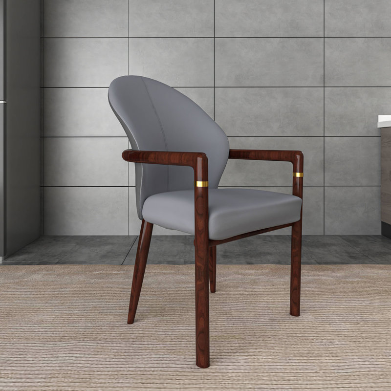 Chaise rembourrée avec pieds en bois d'hévéa Kavonna Series, Gris