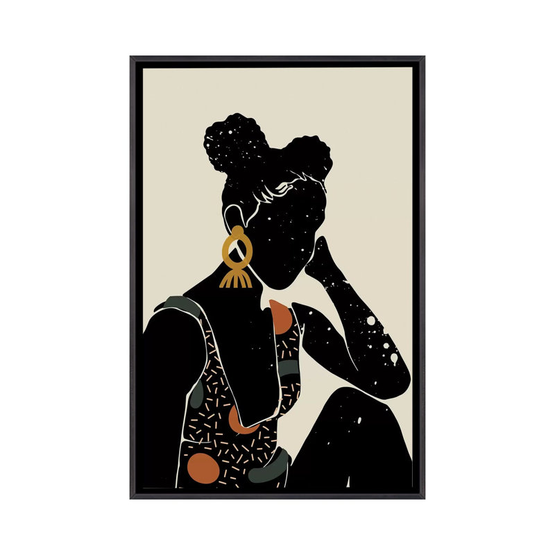 Black Hair VI - impression d'art graphique, H 32 po x l 48 po x 1,5 po, Toile avec cadre noir patiné, Aucun mat