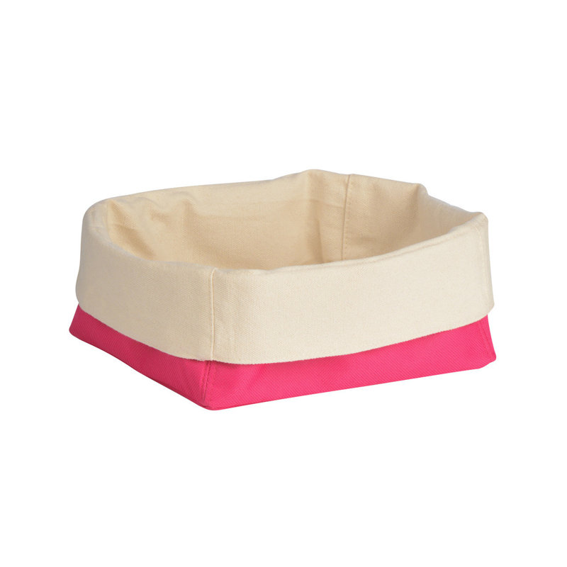 Symple Stuff Fabric Bread Basket, Pink/Cream